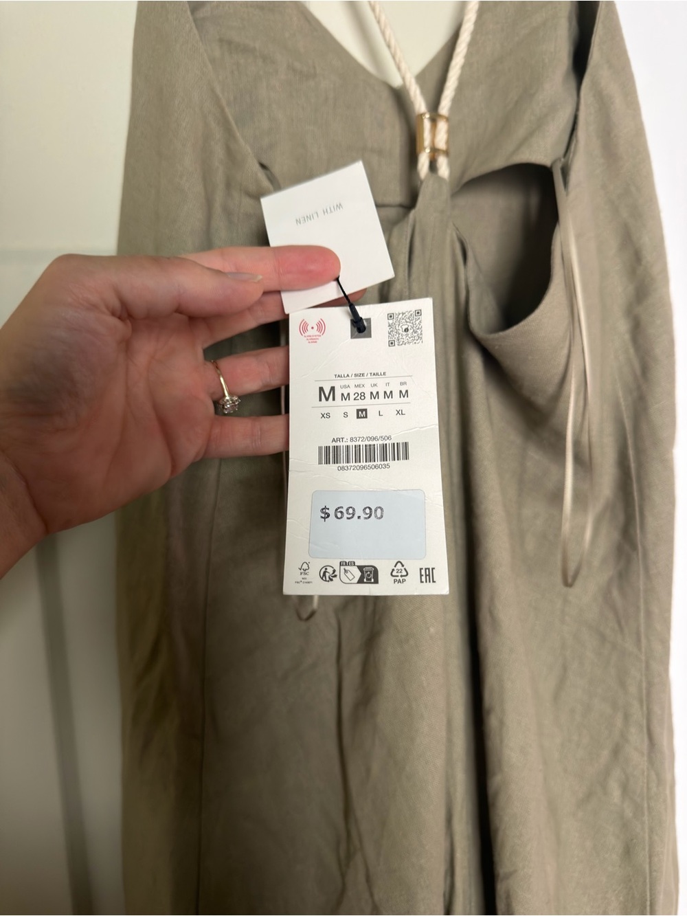 zara voluminous linen midi dress - Picture 9 of 9